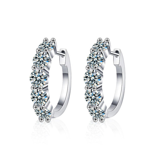 925 Silver Moissani Diamond Earrings For Women'S Fashionable Pure Silver Earrings