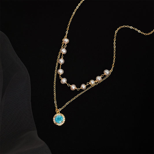 Celestial Strands 18K Gold Plated Pearl & Zircon Necklace